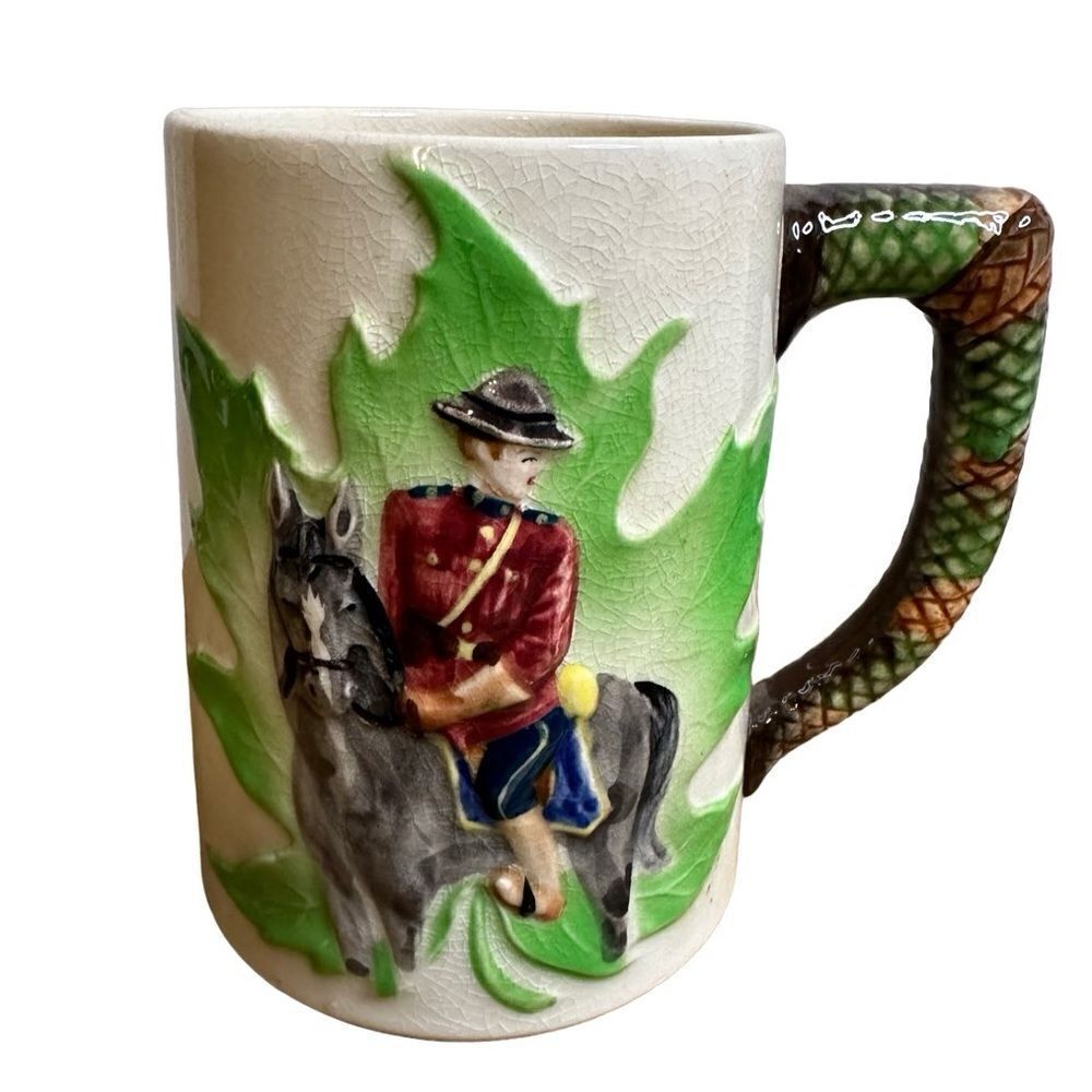 Vintage Canadian Mountie Mug Stein Shafford Handcrafted Made in England